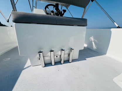 Fusion 15 boat safety equipment and fishing setup