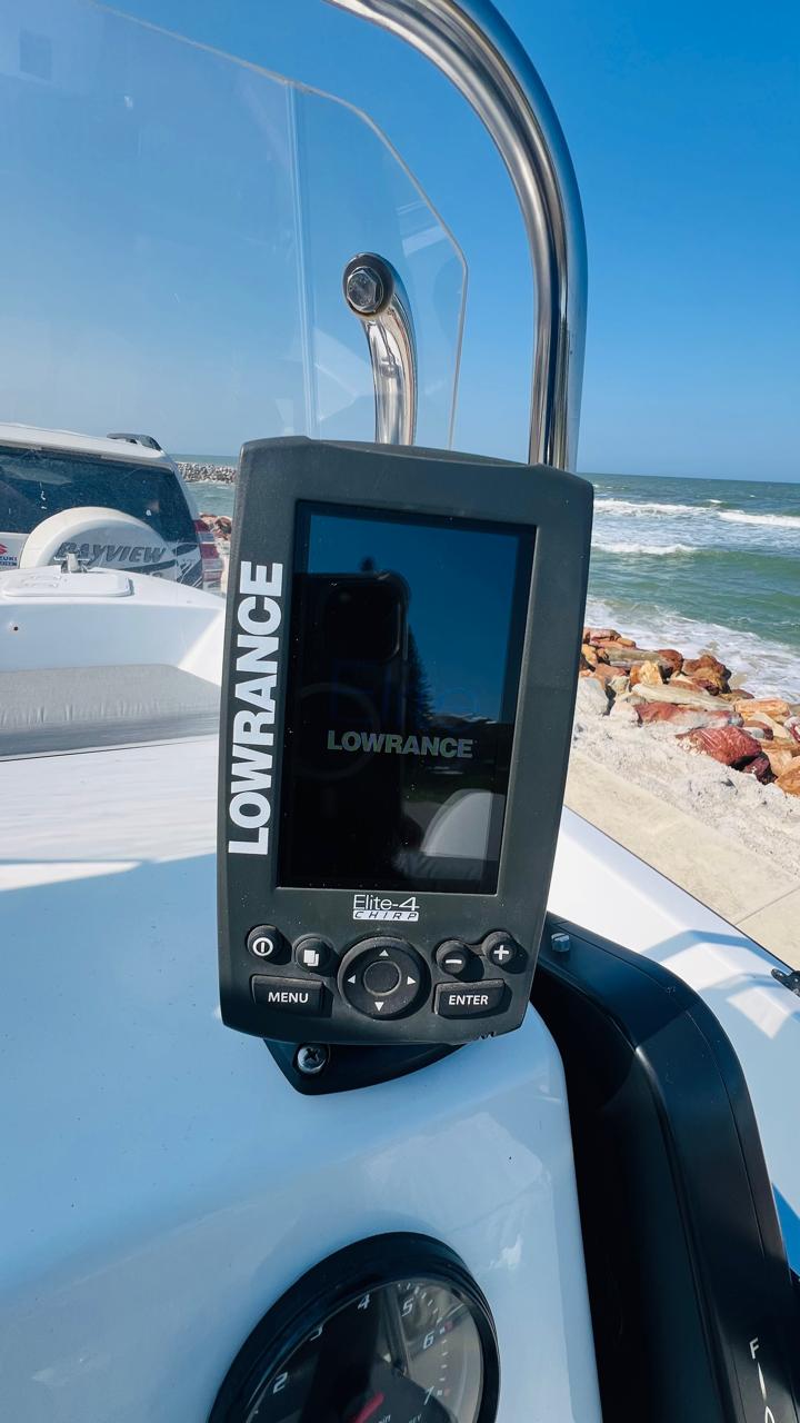 Fusion 15 boat fish finder and dashboard