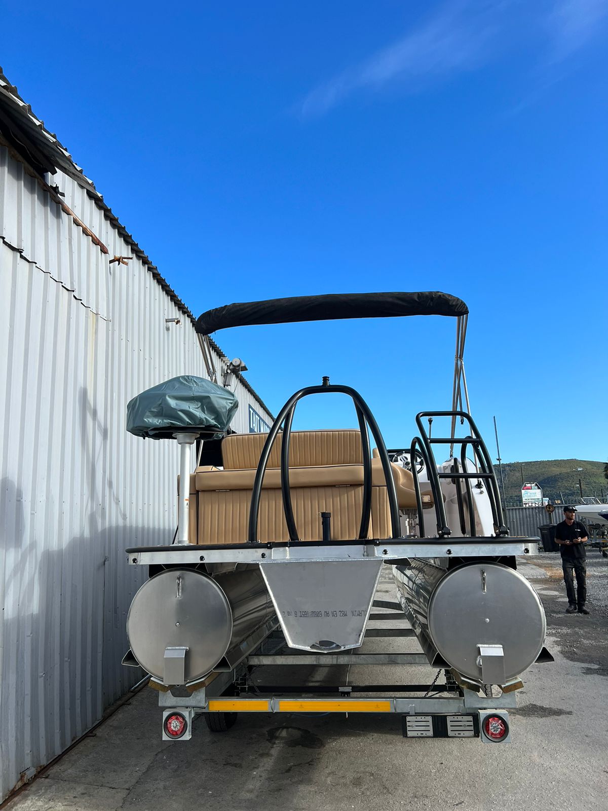 Spitfire 6250 pontoon boat rear view 